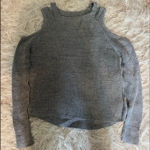 Open Shoulder Gray Sweater
